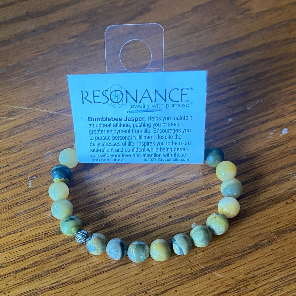 Bumblebee Jasper Beaded Stretch Bracelet - Yellow & Green
